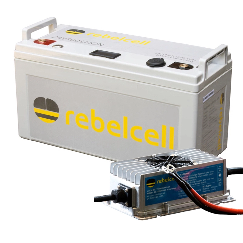 Rebelcell 24V100 Li-ion Med Laddare Waterproof 29.4V20A 3 Rebelcell 24V100 Li-ion Med Laddare Waterproof 29.4V20A